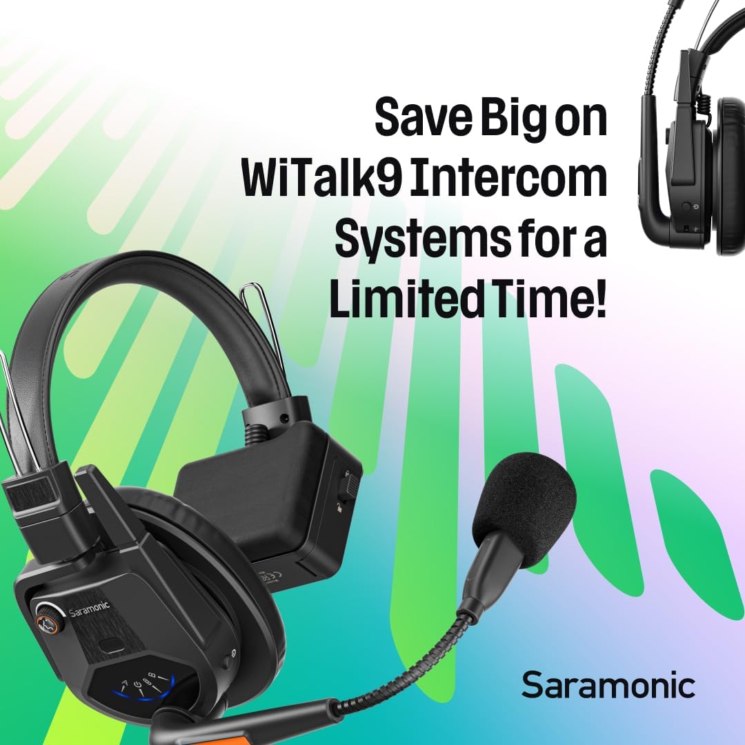 Saramonic Saramonic WiTalk9-3S 3-Person Full-Duplex Wireless Intercom System with Single-Ear Headsets (1.9 GHz)