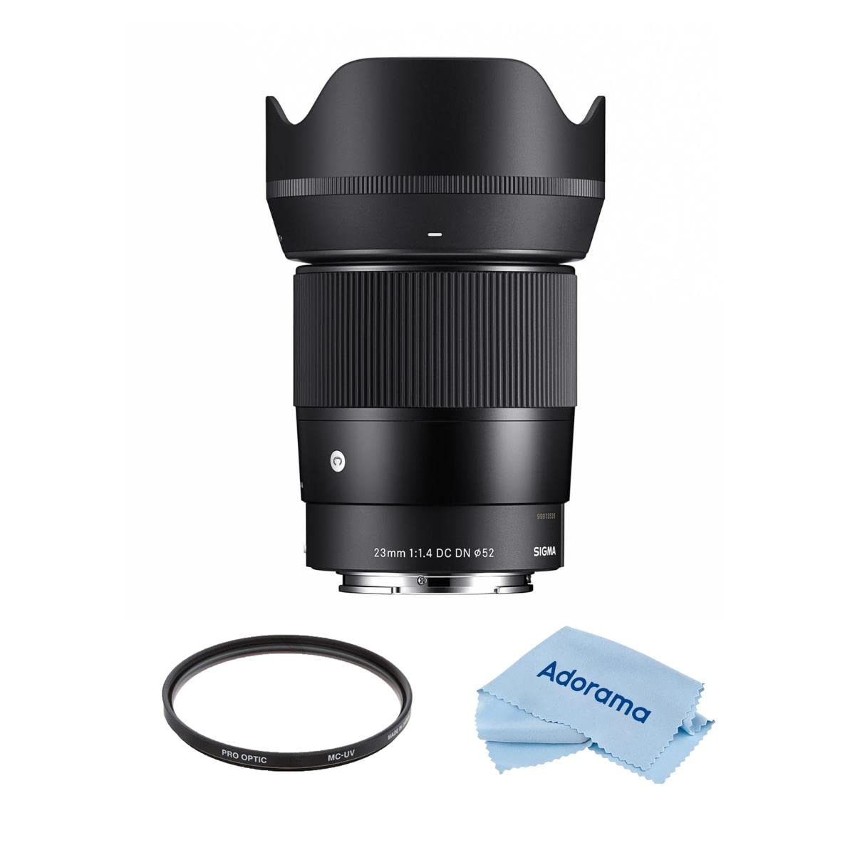 Sigma Sigma 23mm f/1.4 DC DN Contemporary Lens for Sony E Bundle with 52mm Multi Coated UV Filter, Microfiber Cleaning Cloth