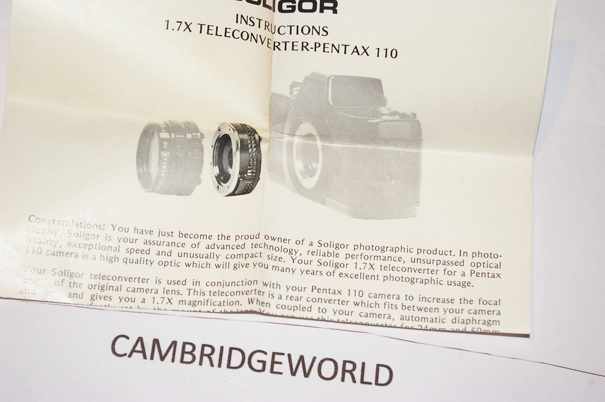 Soligor PENTAX A110 TELECONVERTER Lens for PENTAX 110 A100 Cameras by SOLIGOR