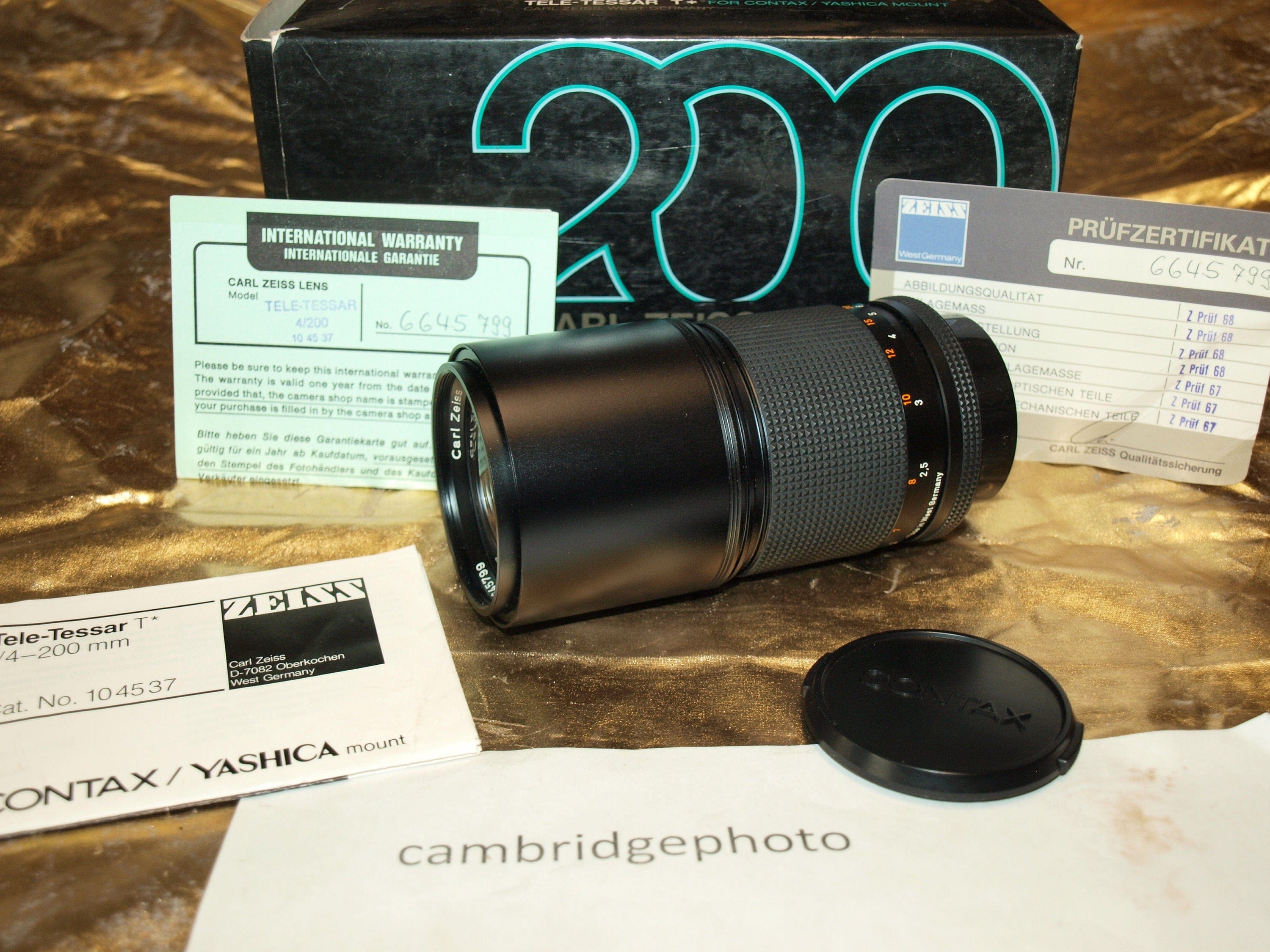 Zeiss NEW old stock Carl Zeiss 200mm F4.0 T* Tele Tessar  lens for Contax and Yashica cameras