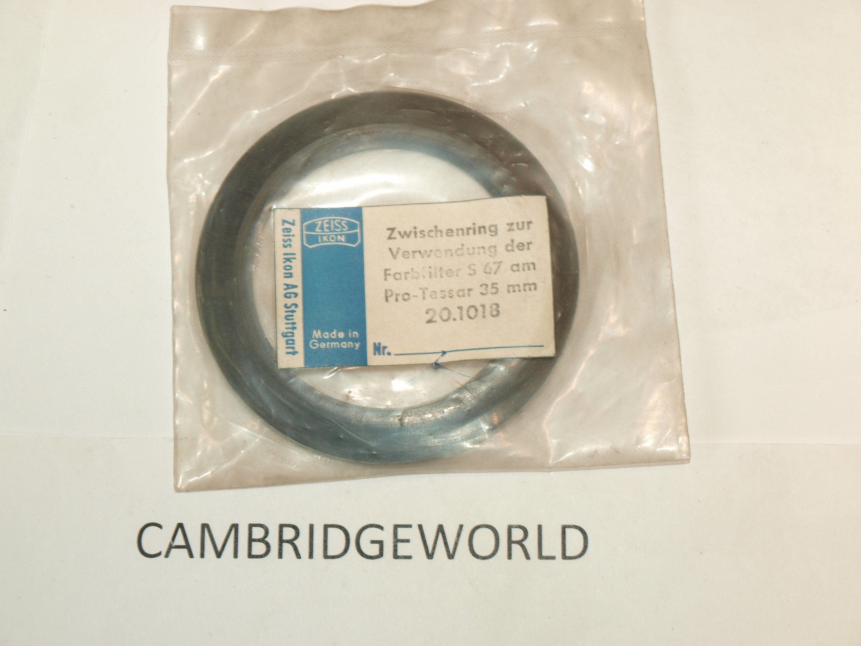 Zeiss NEW old stockZeiss Ikon Zwischenring for Contaflex Pro Tessar 35mm lens to 67mm Cat.No.20.10185